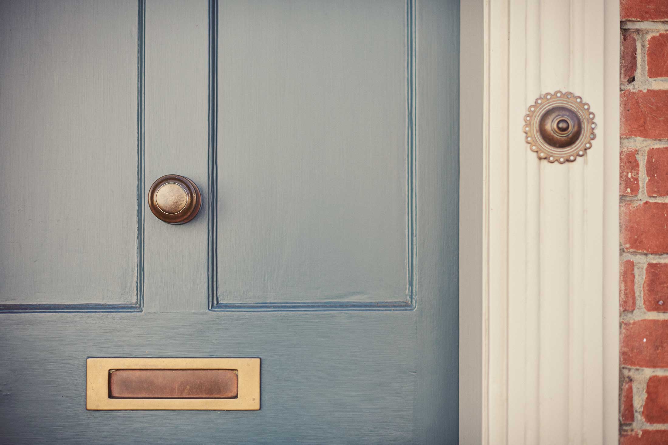 Close up of brass detailing on front door - Dedham - Beresfords Estate agents - Essex
